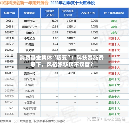 消费基金集体“叛变	”！科技暴涨诱惑下，风格漂移该不该管？-第2张图片